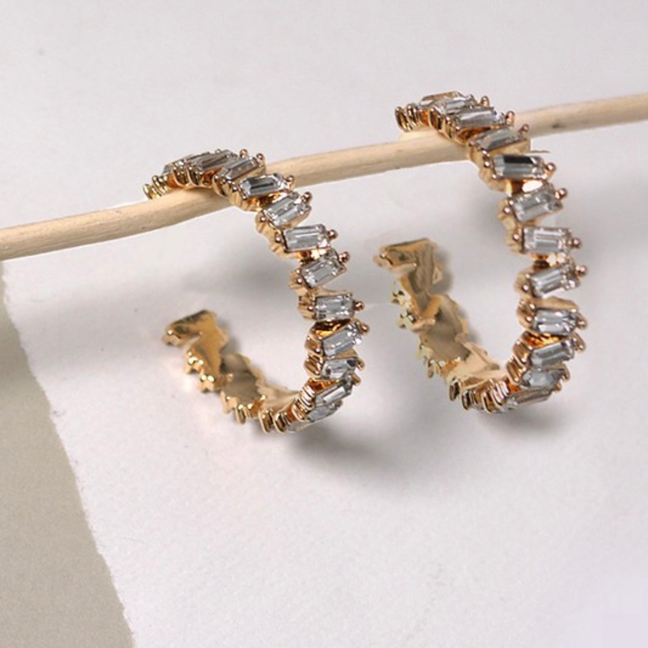 Amelia Baguette Hoop Earrings