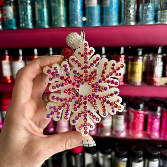 Pink  Rhinestone Snowflake Car Freshie
