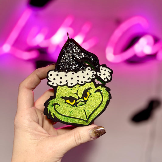 Black Dalmatian Hat Grinch Car Freshie