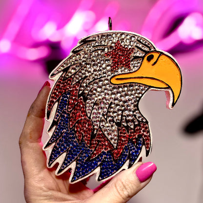 Rhinestone Patriotic 4th Eagle  Car Freshie