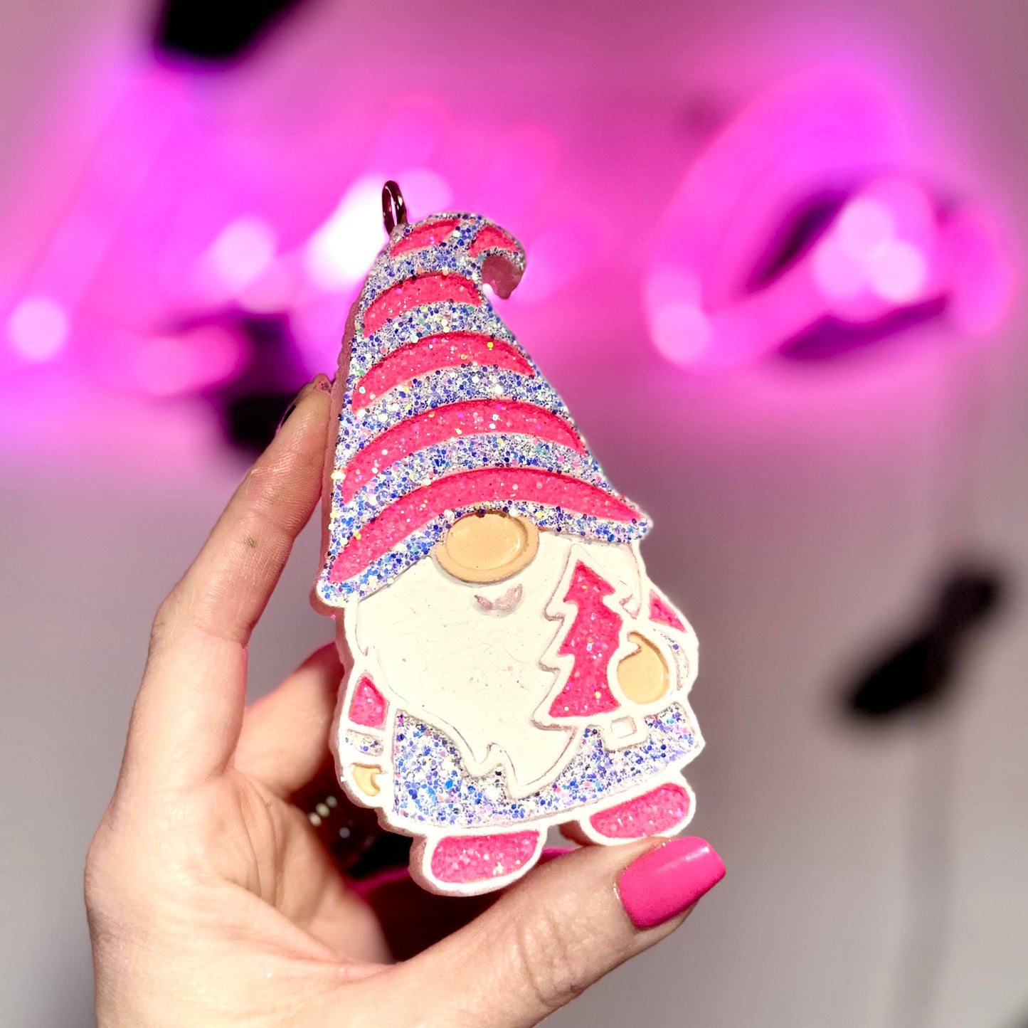 PINKMAS Gnome with Tree Car Freshie