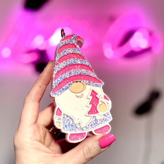 PINKMAS Gnome with Tree Car Freshie
