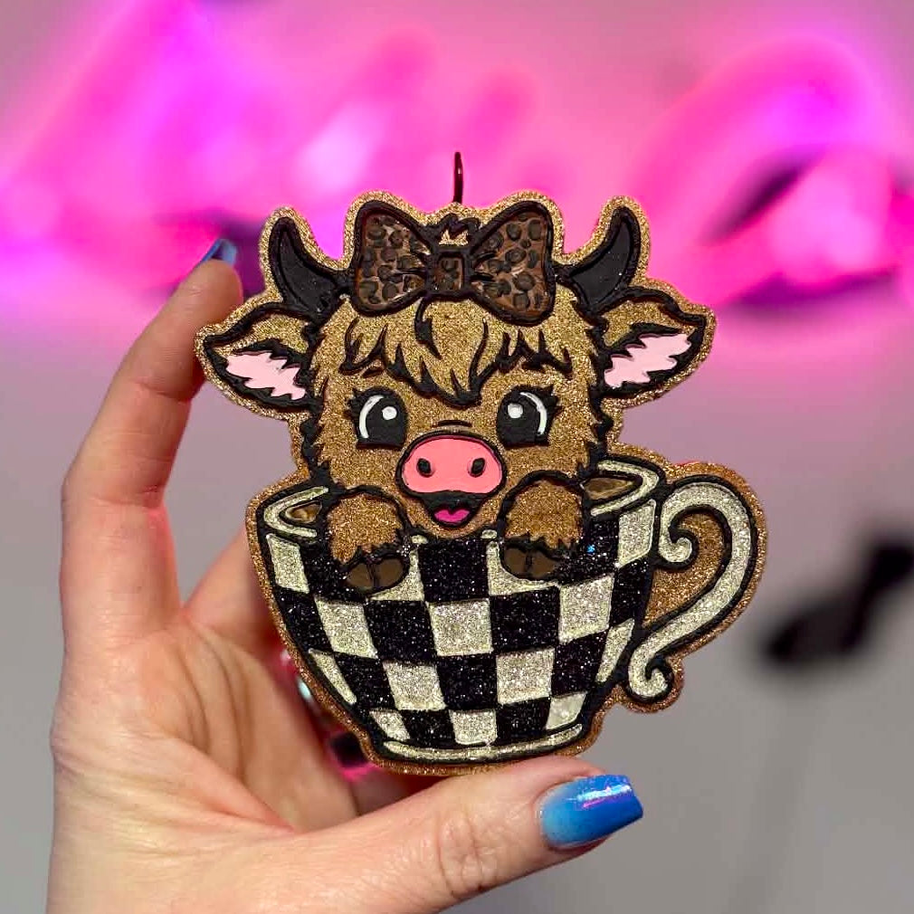 Highland In Coffee Mug Car Freshie