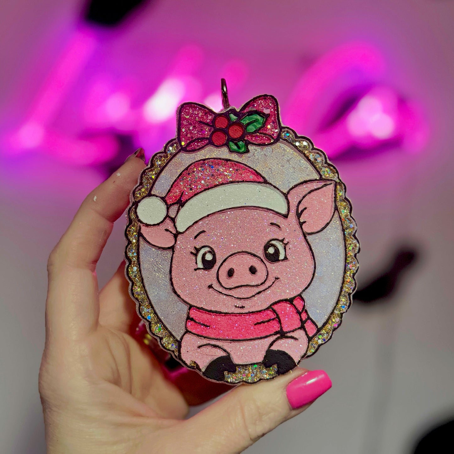 PINKMAS Winter Pig  Car Freshie