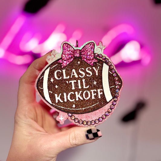 Classy ‘til Kickoff -Football Rhinestones Car Freshie