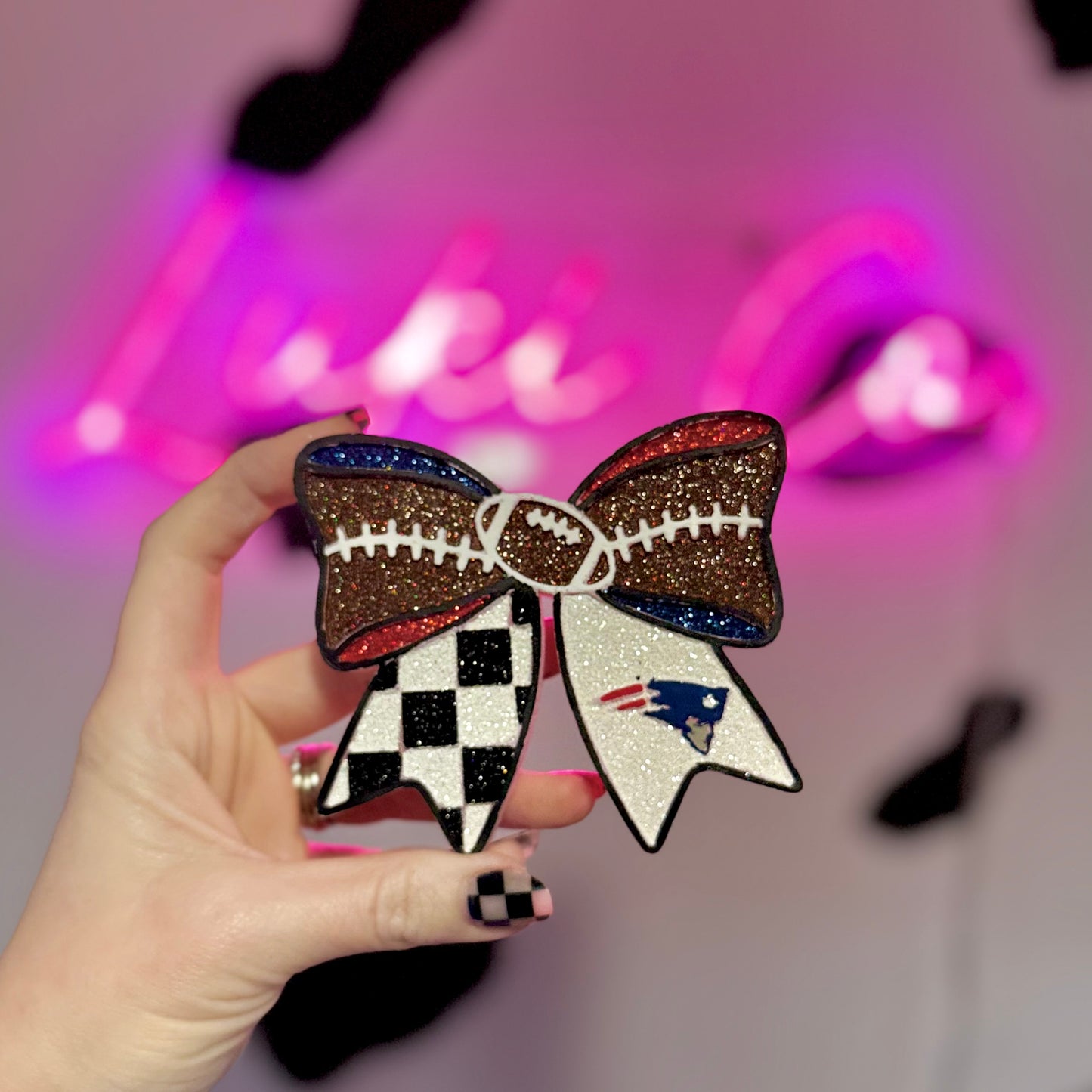 Football Bow - New England Patriots Car Freshie