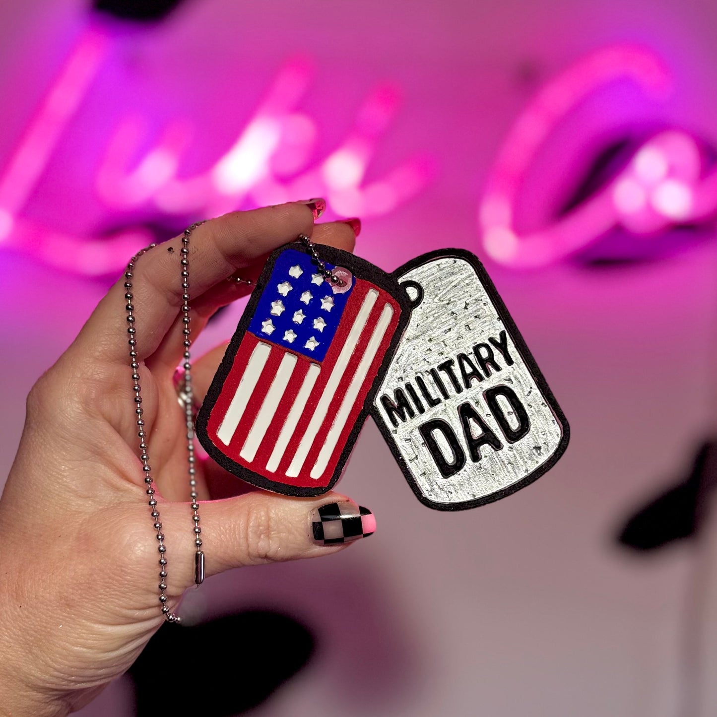 Military Dad- Dog Tags Commanders Car Freshie