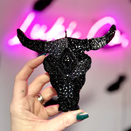 Black Betty Rhinestoned Bull Skull  Car Freshie
