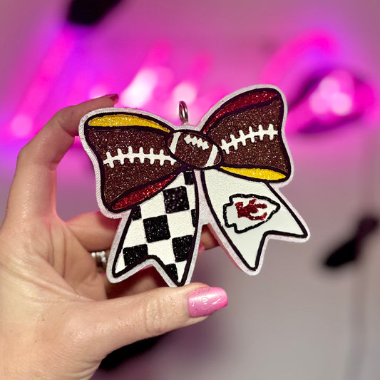 Football Bow - Kansas City Chiefs Car Freshie