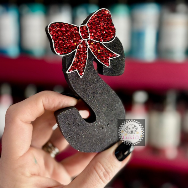 (Rhinestoned Bow Letter- Customize  Car Freshie