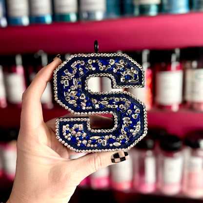 Rhinestoned Various Stones Varsity Letter- Customize  Car Freshie