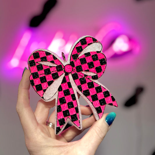 Checkered Bow (SG)- Car Freshie