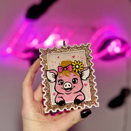 Cutie Pig In Frame Car Freshie