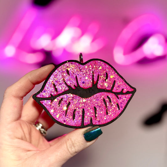 Hot Pink Glitter Lips  Car Freshie