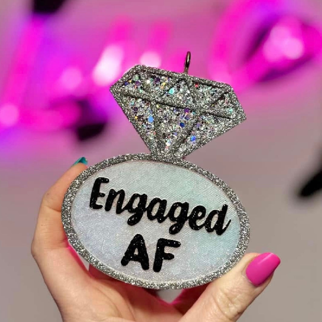 Engaged AF Ring Bride Car Freshie