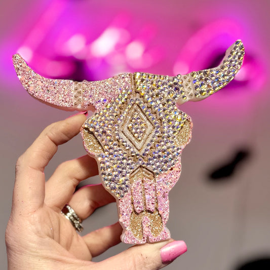 Miss Dolly Rhinestoned Bull Skull  Car Freshie