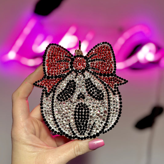 Ghost Face Pumpkin Full Rhinestones  - Car Freshie