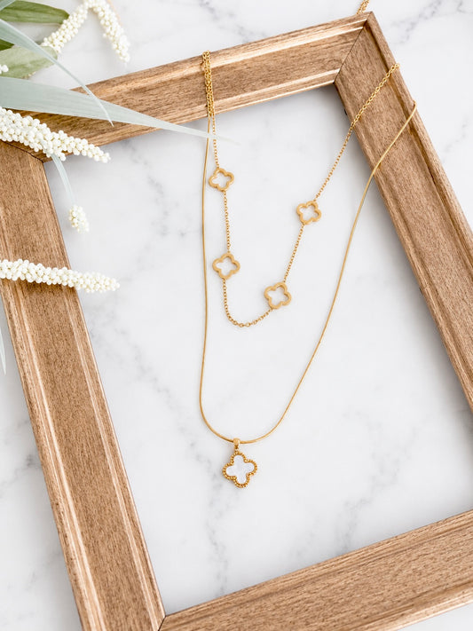 18k Gold Reversible Quatrefoil Necklace