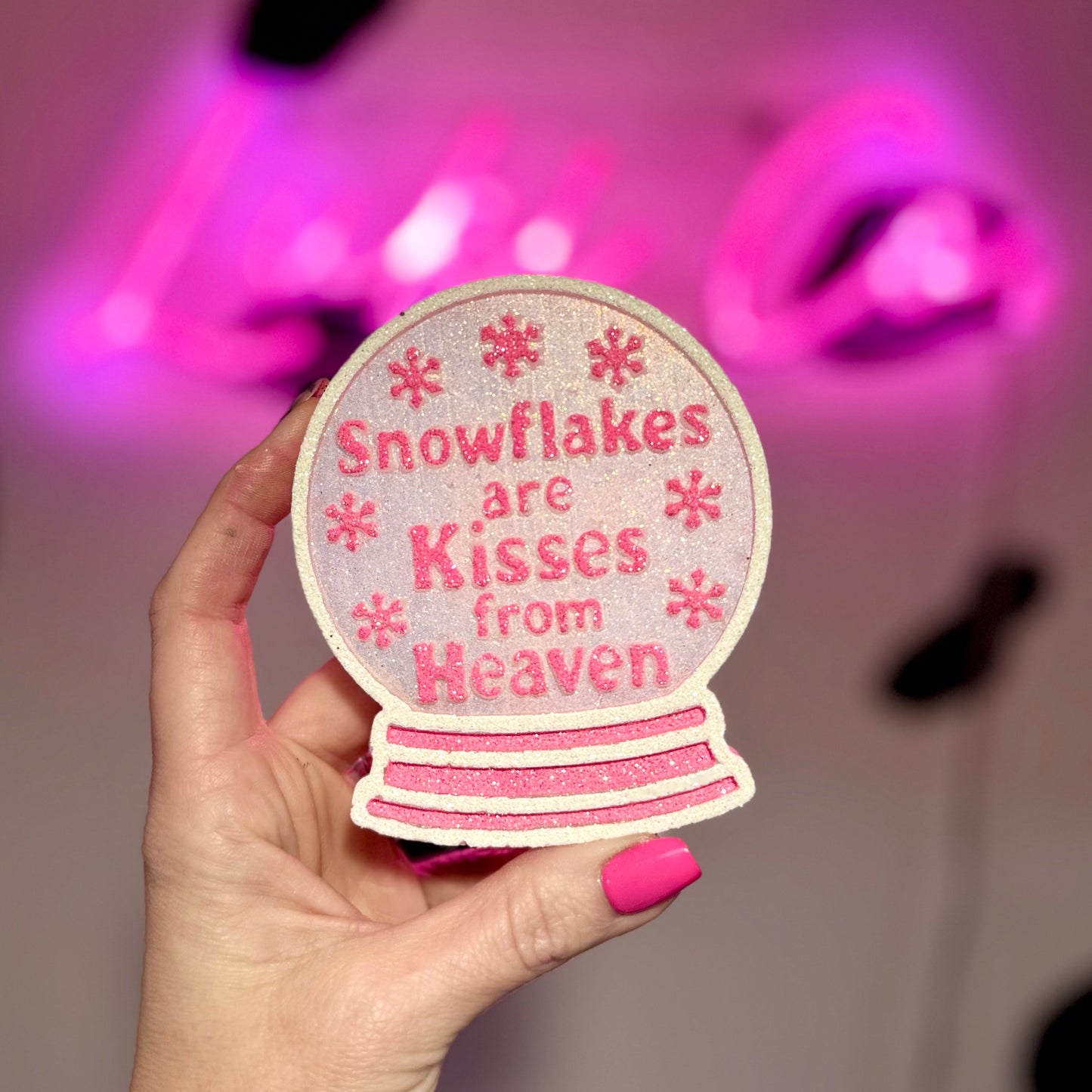 Snowflakes are Kisses From Heaven - Pink- Car Freshie