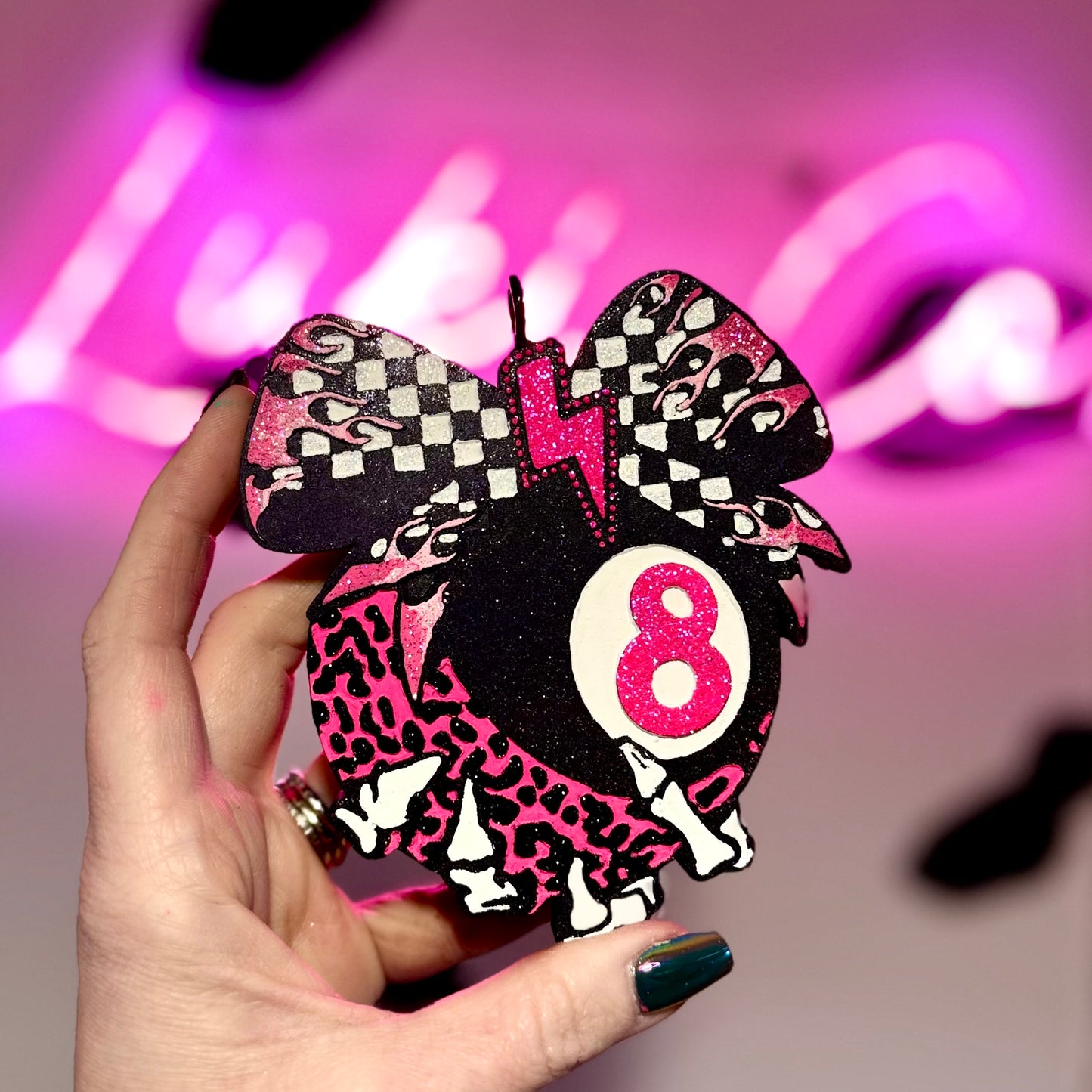 8-Ball Skelly - Pink  -Car Freshie