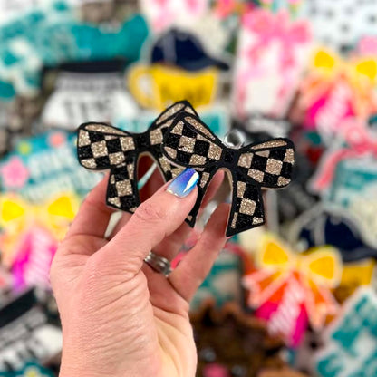 Checker Bows Vent Clip Car Freshie Set