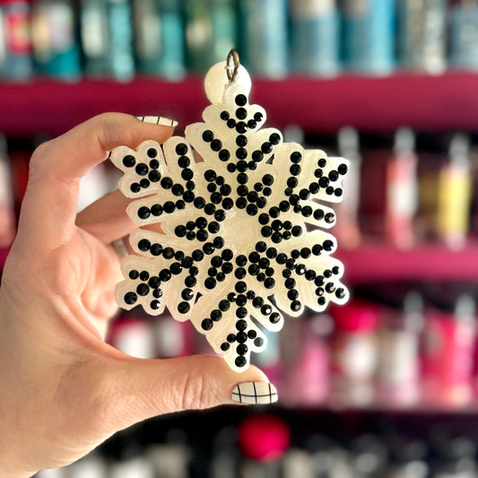 Black Rhinestone Snowflake Car Freshie