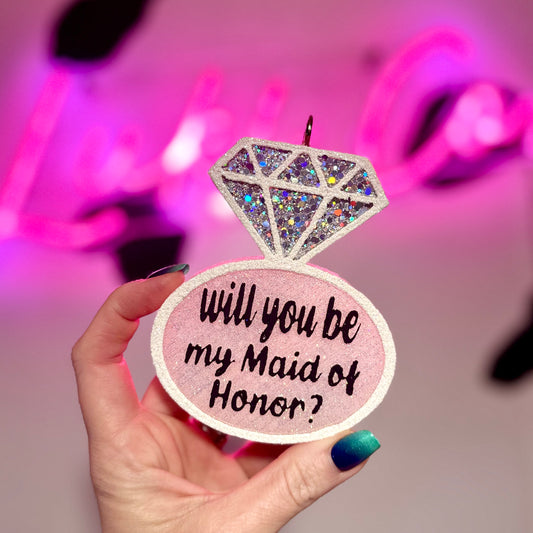 Will You Be My Maid of Honor Ring Bride Car Freshie