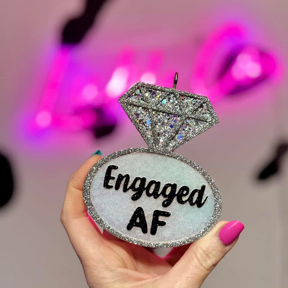 Engaged AF Ring Bride Car Freshie