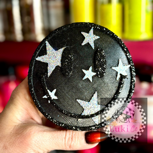 Happy Face Stars Black and Silvers Car Freshie