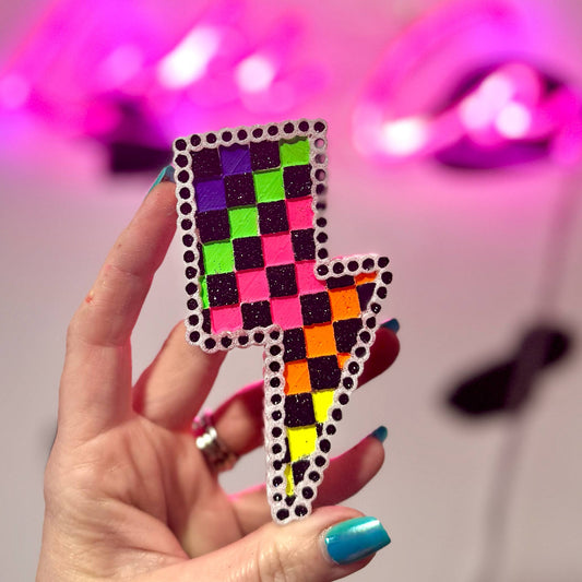 Neon Rhinestone Lightning Bolt - Car Freshie