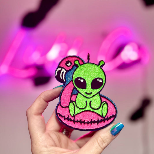 Alien On Floatie - Car Freshie