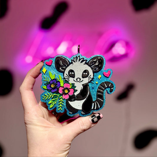 Opossum With Flowers - Car Freshie