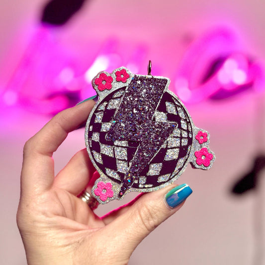 Disco Ball With Lightning - Car Freshie