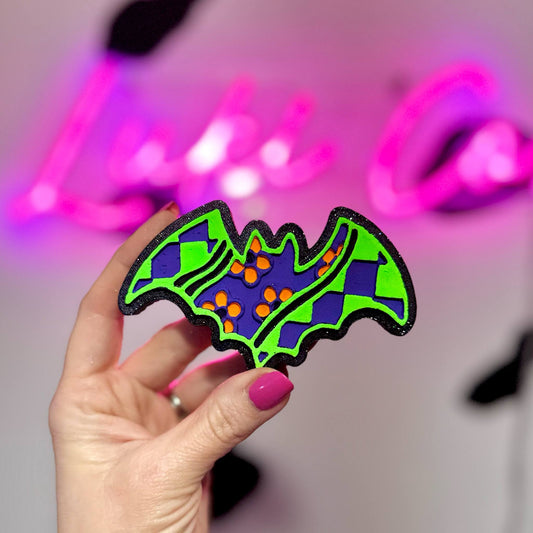 Checkered & Floral Bat - Car Freshie