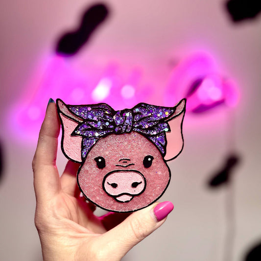 Pig With Purple Bow -  Car Freshie
