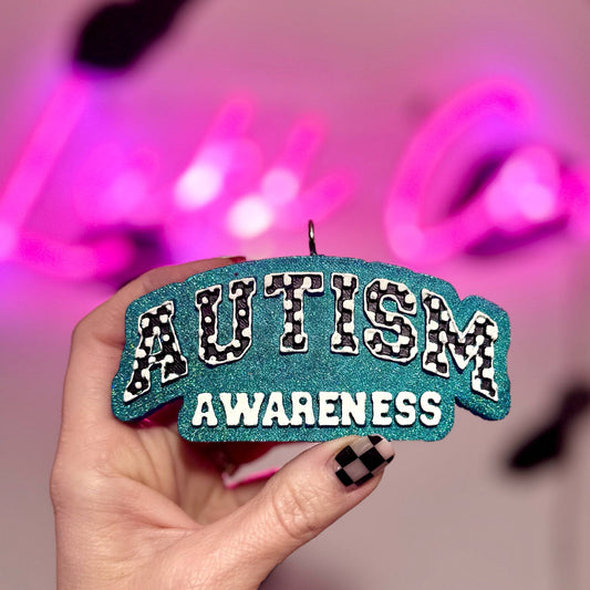 Checkered Autism Awareness -  Car Freshie