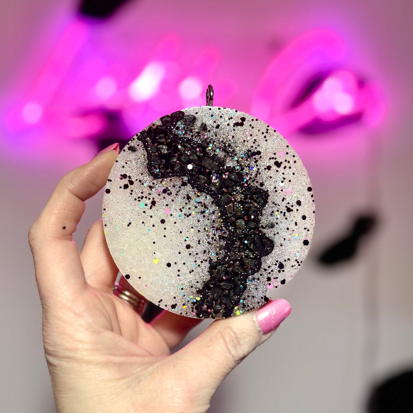 White & Black Geode Car Freshie