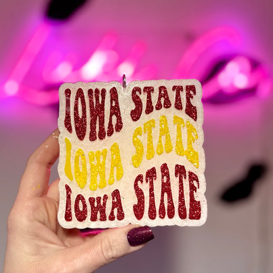 IA State Retro Text Car Freshie