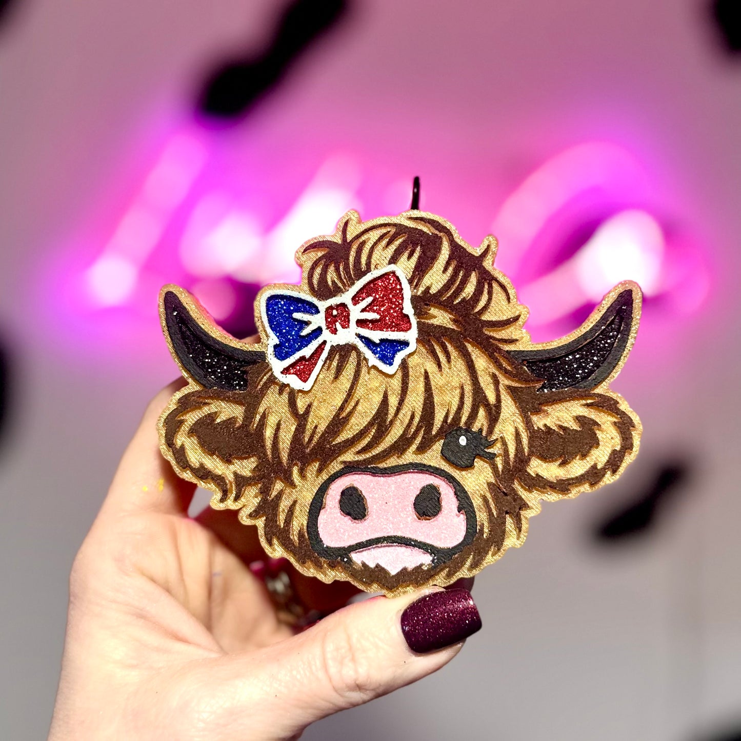 Americana Highland with Bun & Bow Car Freshie