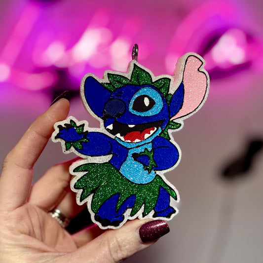 Stitch In Grass Skirt Car Freshie