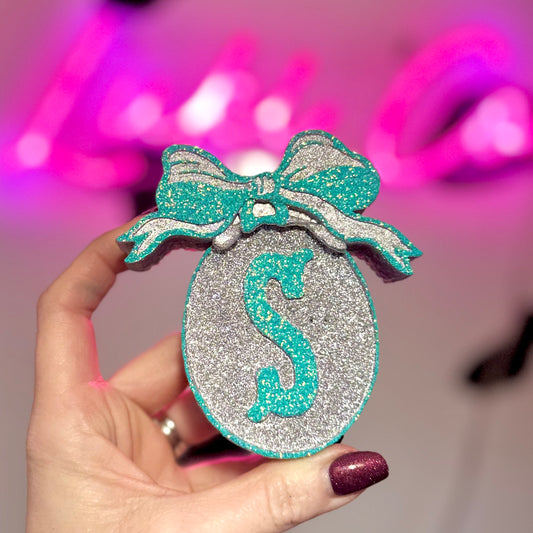 Blue Letter Frame With Bow Car Freshie