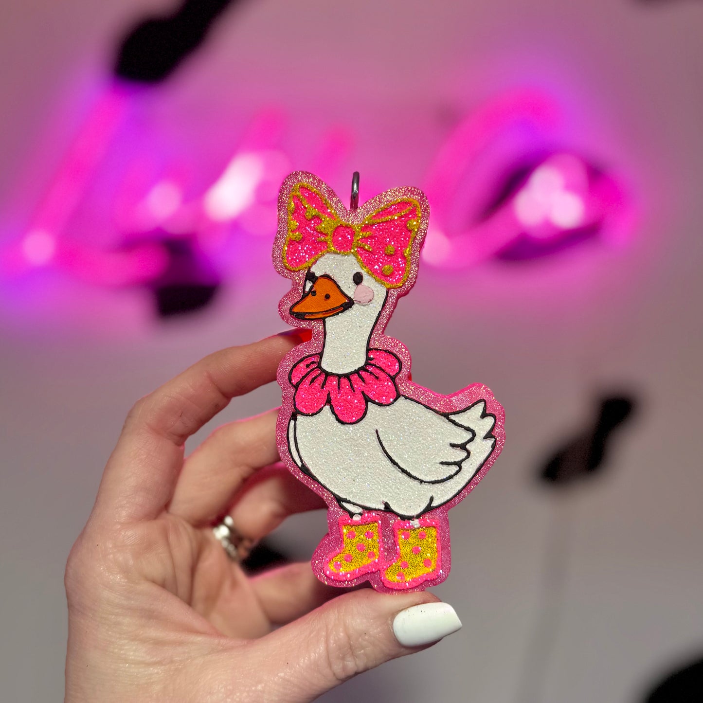 Goose In Pink Rain Boots Car Freshie