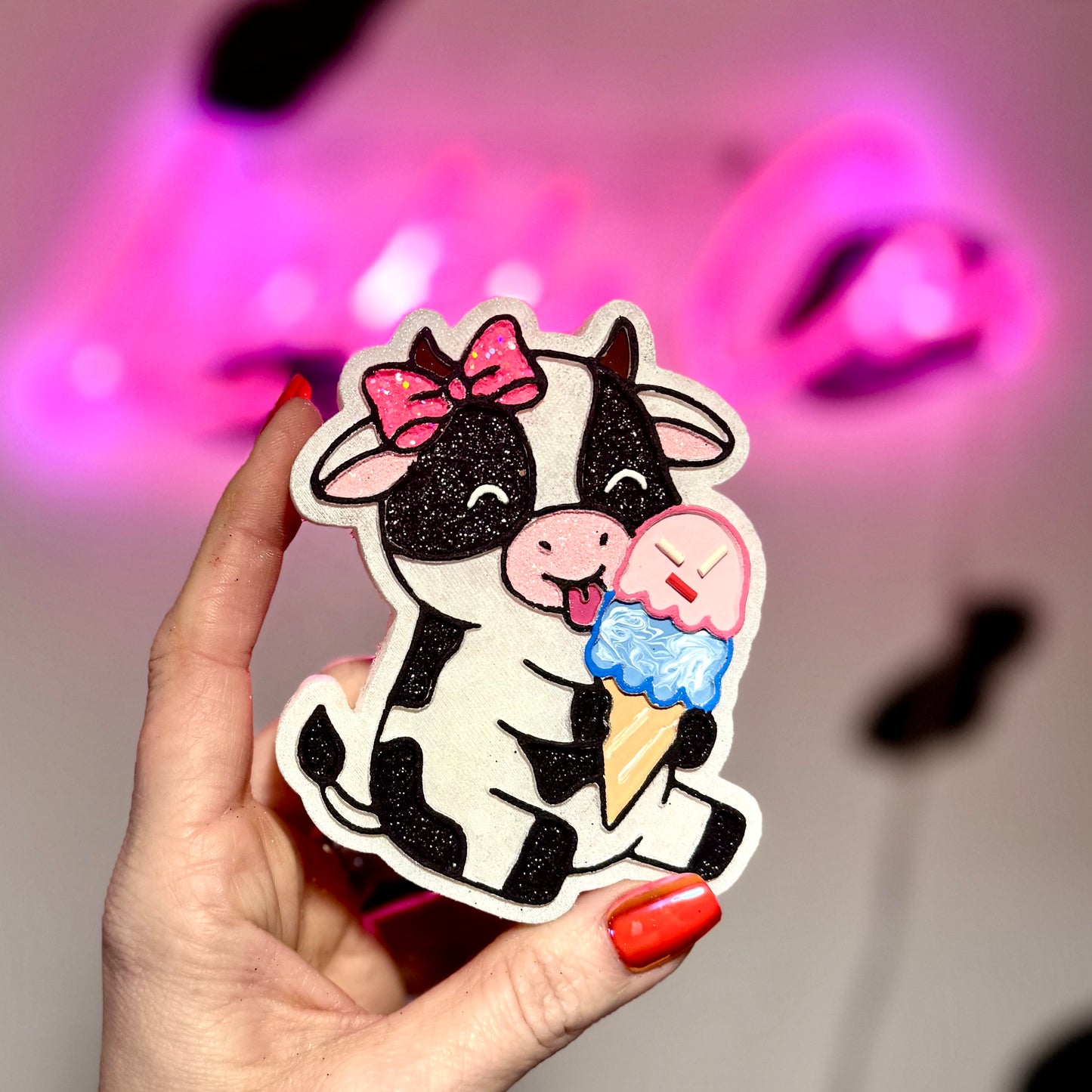 Cow With Ice Cream Car Freshie