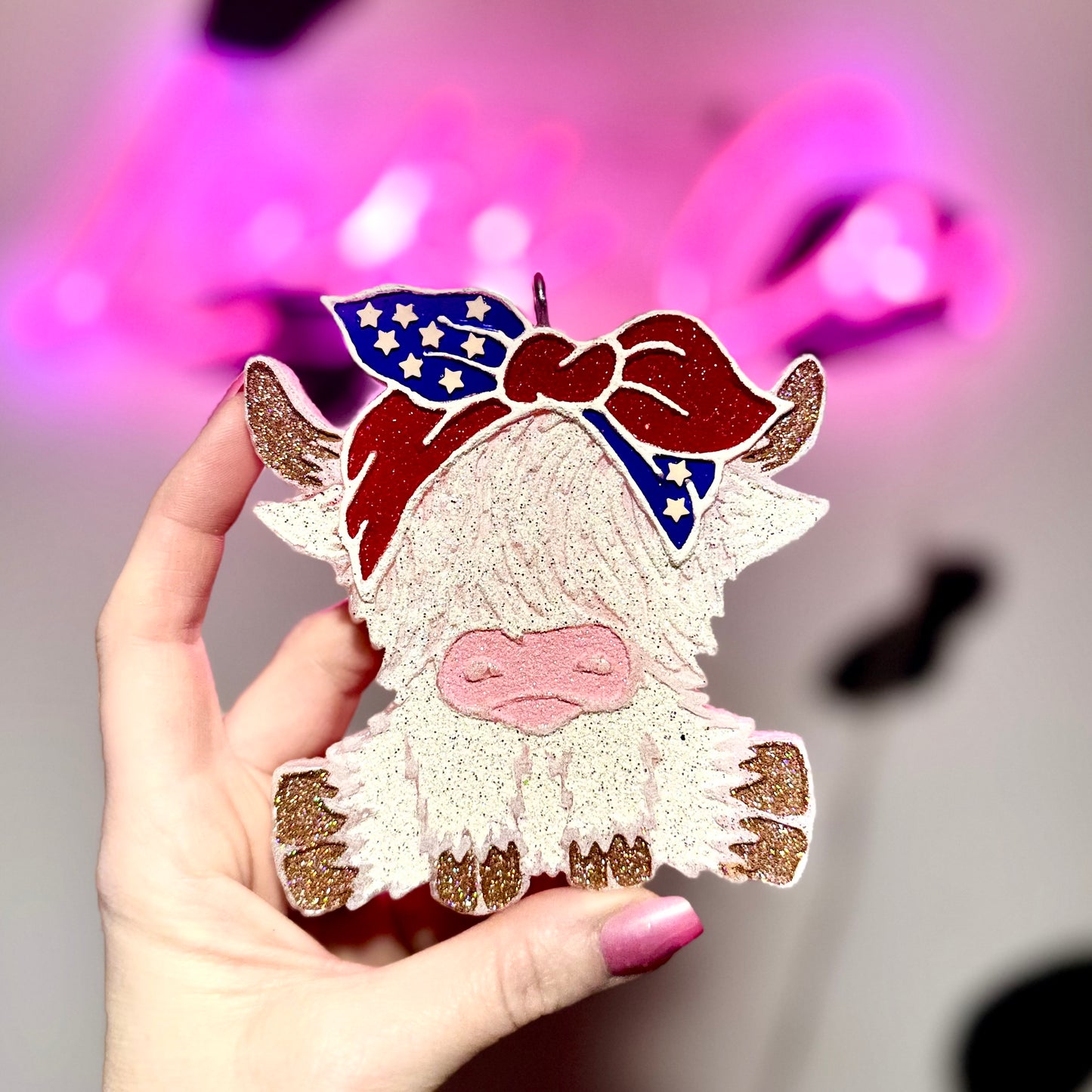American Highland with Bandana Car Freshie