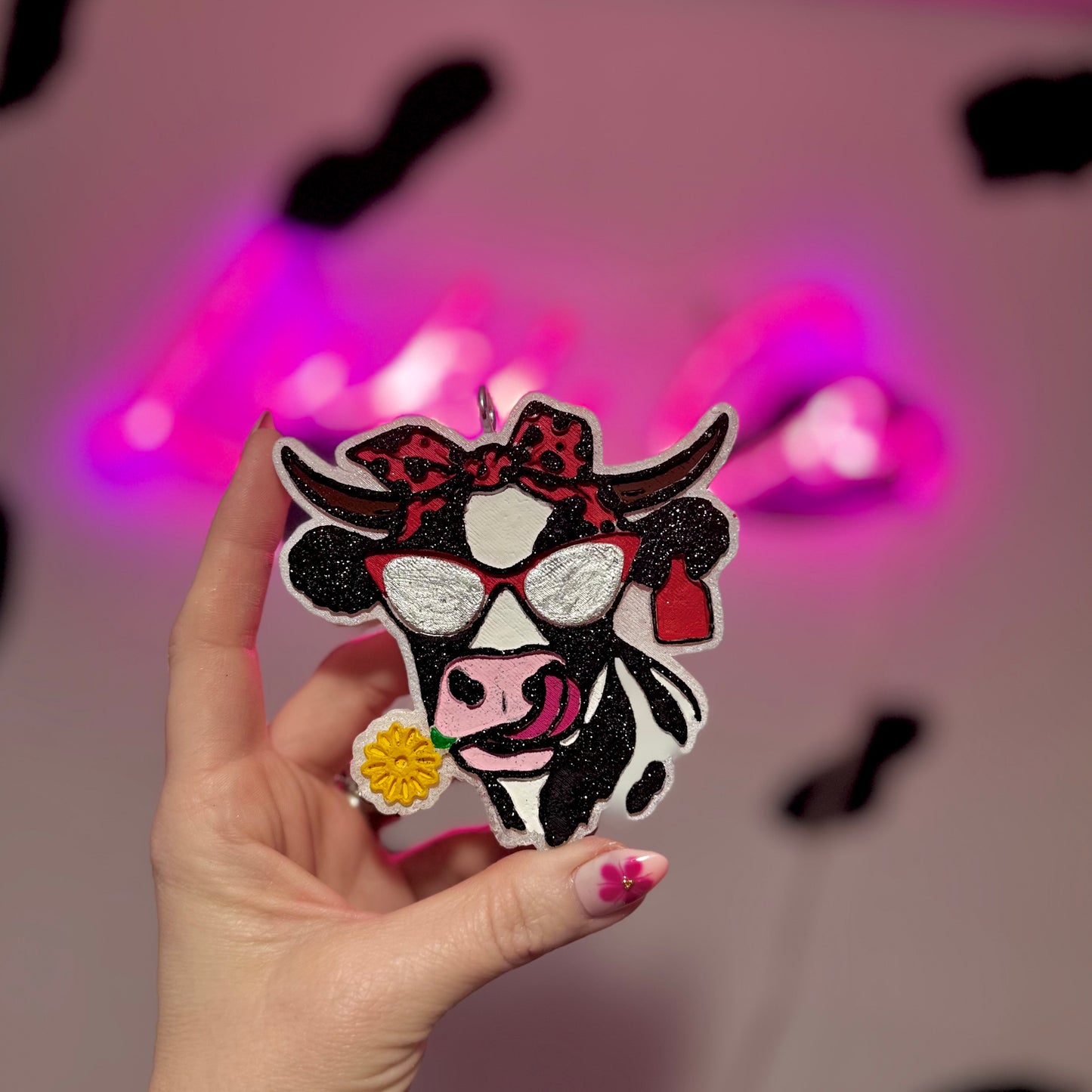 Dairy Cow with Headband Car Freshie