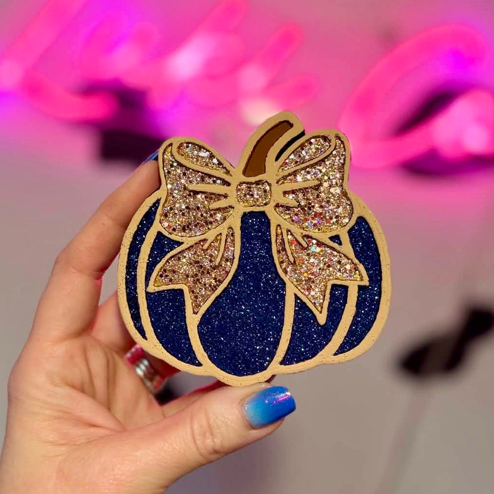 Navy Pumpkin with Gold Bow Car Freshie
