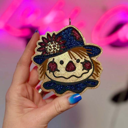 Fall Navy Scarecrow Car Freshie
