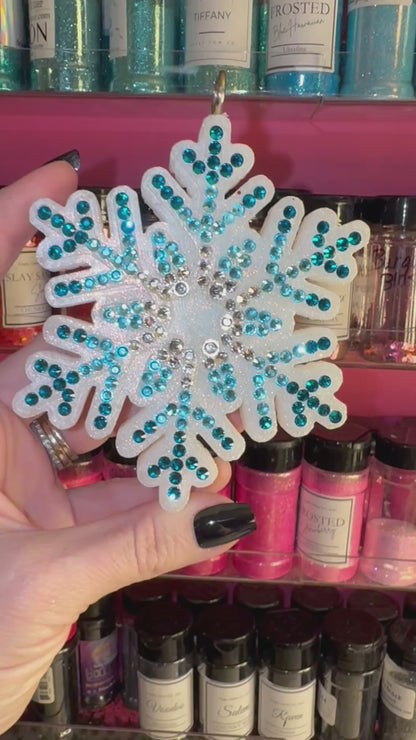 Multi Blue Rhinestone Snowflake Car Freshie