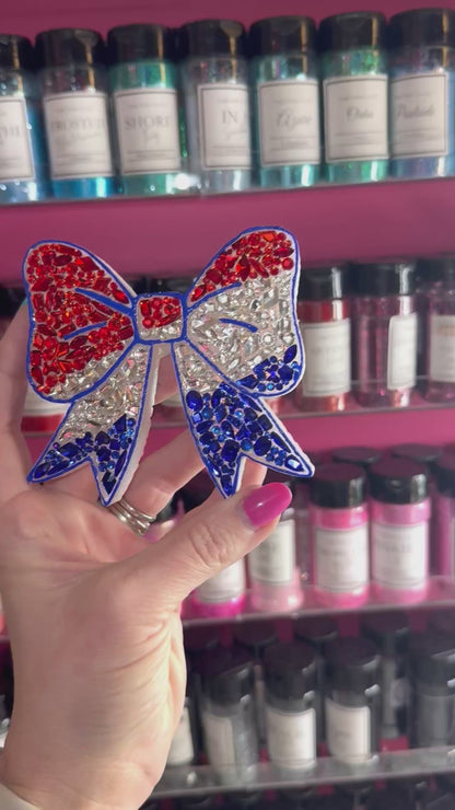 Patriotic 4th Rhinestone Bow Car Freshie