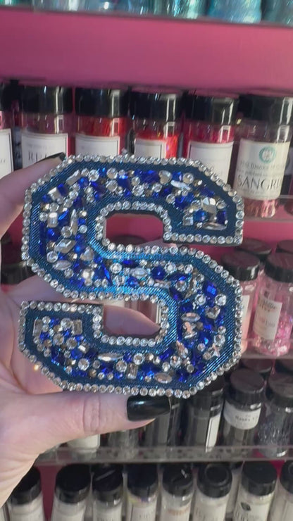 Rhinestoned Various Stones Varsity Letter- Customize  Car Freshie